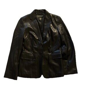 Vintage Banana Republic Women’s Black Genuine Soft Leather Jacket Coat 6